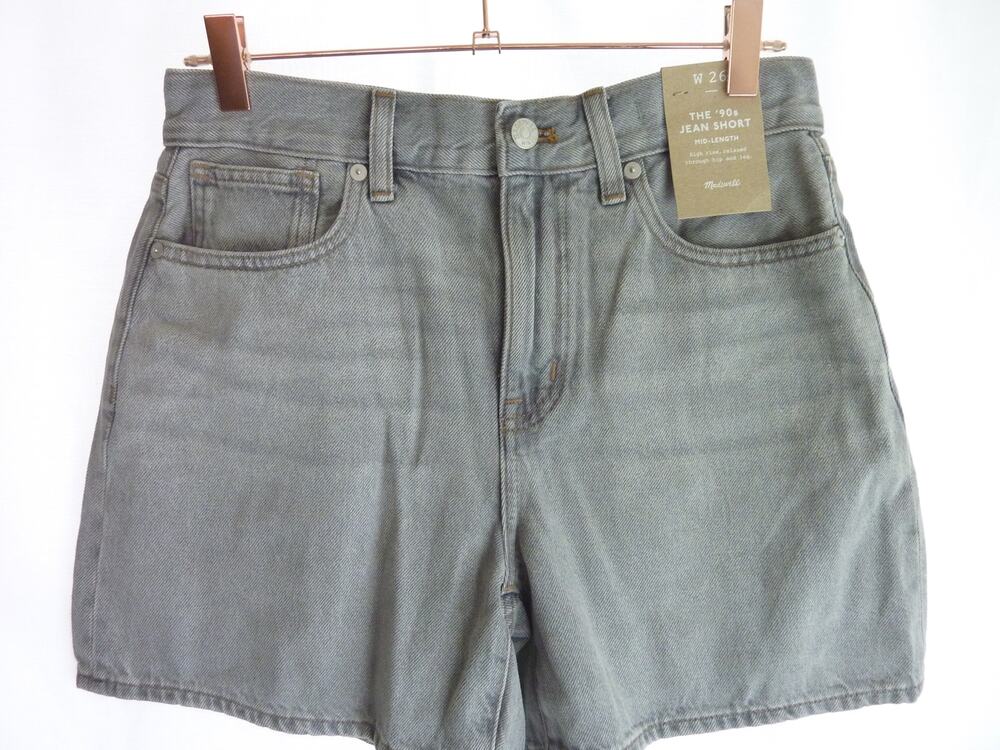 Madewell NWT Womens 90s Mid Length Jean Shorts 26 Cotton Heywood Wash Denim
